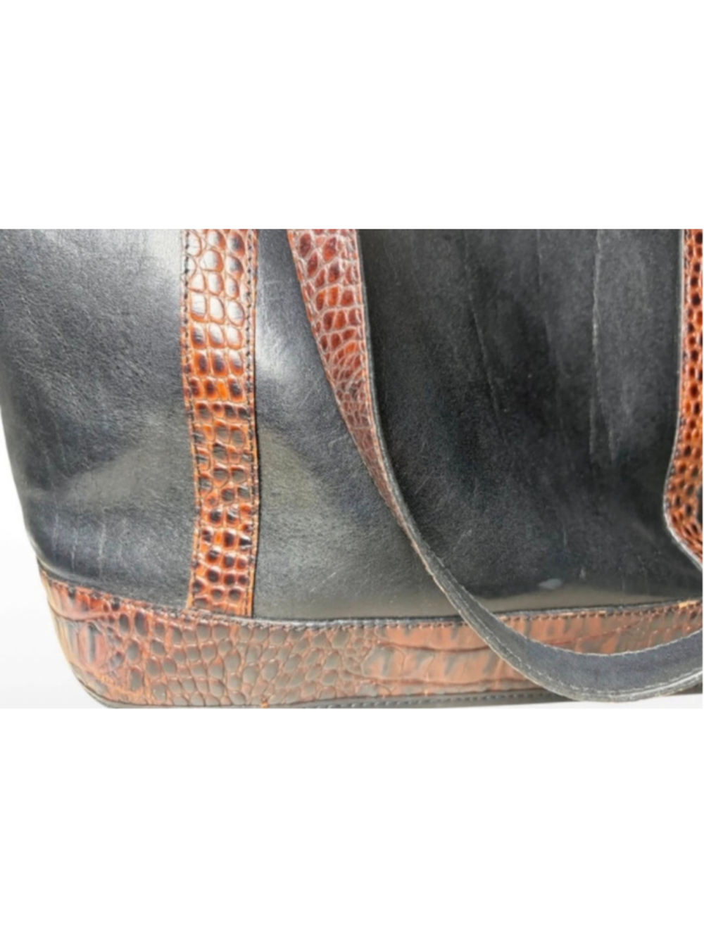 🔥 VINTAGE GRAIL! Rare 90s BRAHMIN Tuscan Croc & Smooth Leather Shoulder Tote Ba - Picture 5 of 7